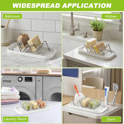 Multi-Purpose Wave Shampoo Bar Holder, Shampoo Bar Holder with Removable Drip Tray & Lather Net, Self Draining Quick Dry Bar Soap Holder for Shampoo Bars & Soap (3-Slot)