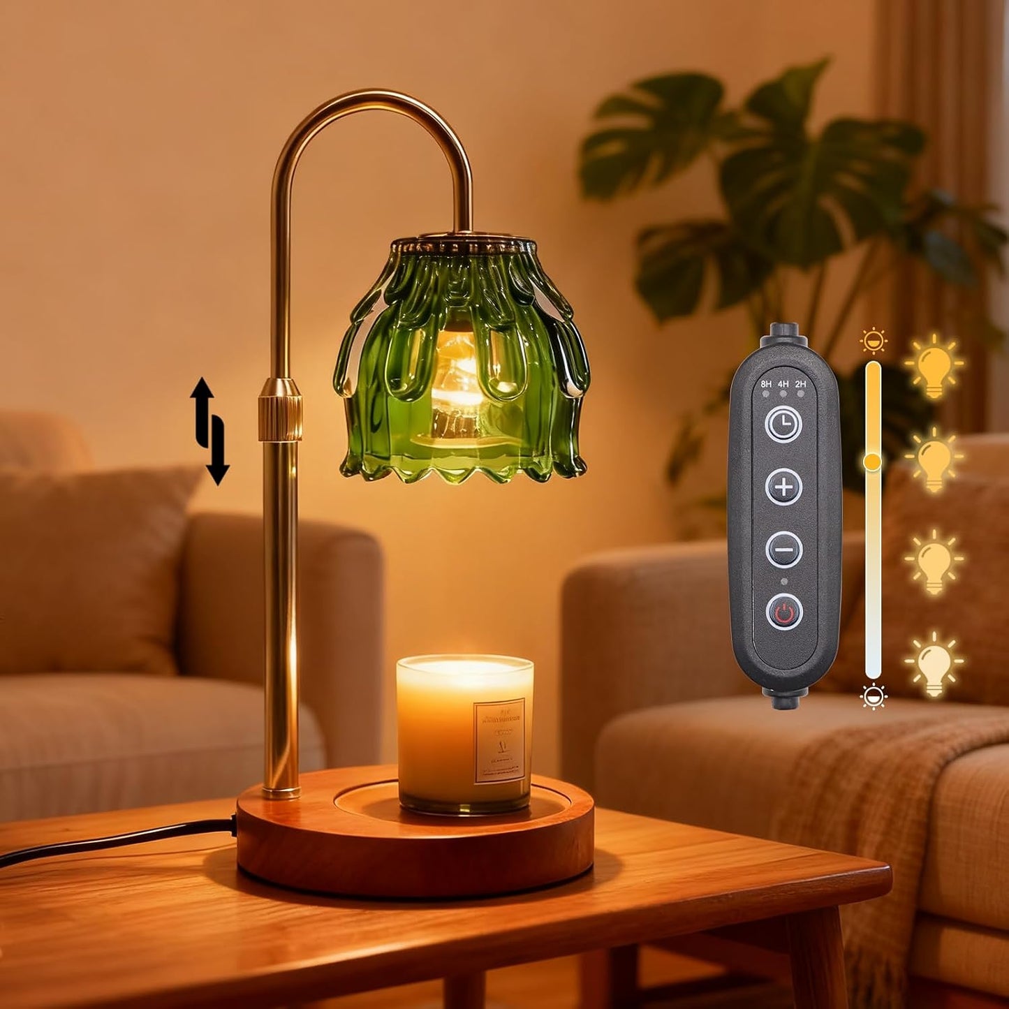 Candle Warmer Lamp with Timer & Dimmer, Birthday Gifts for Women Mom, 4-Level Dimmable Flower Heat Lamp for Jar Candles, Adjustable Height, House Warming Gifts, Home Decor (Purple