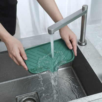MicoYang Silicone Bathroom Soap Dishes with Drain Spout-Bathroom and Kitchen Sink Organizer,Sponge Holder,Dish Soap Tray,Perfect for Dispenser,Scrubber,Bottle,Cup on Sink or Counter-Coffee 4.9"×3.2"