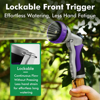 RESTMO Garden Hose Nozzle, Heavy Duty Metal Water Hose Nozzle with 7 Adjustable Spray Patterns, High Pressure Hand Sprayer with Flow Control for Watering Plants & Lawns, Washing Cars & Pets