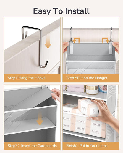 ULG Over the Door Organizer, 5-Tier Extra Large Hanging Storage with 10 Mesh Pockets, 100 lbs Capacity, Heavy Duty Door Organizer for Closet, Bedroom, Nursery Storage, Beige