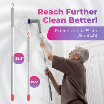 Synoshi PRO Electric Spin Scrubber with Long Handle – Cordless Shower Scrubber, Bathroom Cleaning Brush, Electric Scrubber for Cleaning Shower, Tub & Floor, Adjustable Angles, 2 Speeds Power Scrubber
