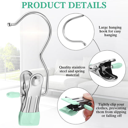 Yinder 150 Pcs Boot Hangers Clips Laundry Hooks Hanging Stainless Steel Clothes Pins Portable Clip Hangers for Closet Travel Socks Pants Handbags Hats Towels (Beige)