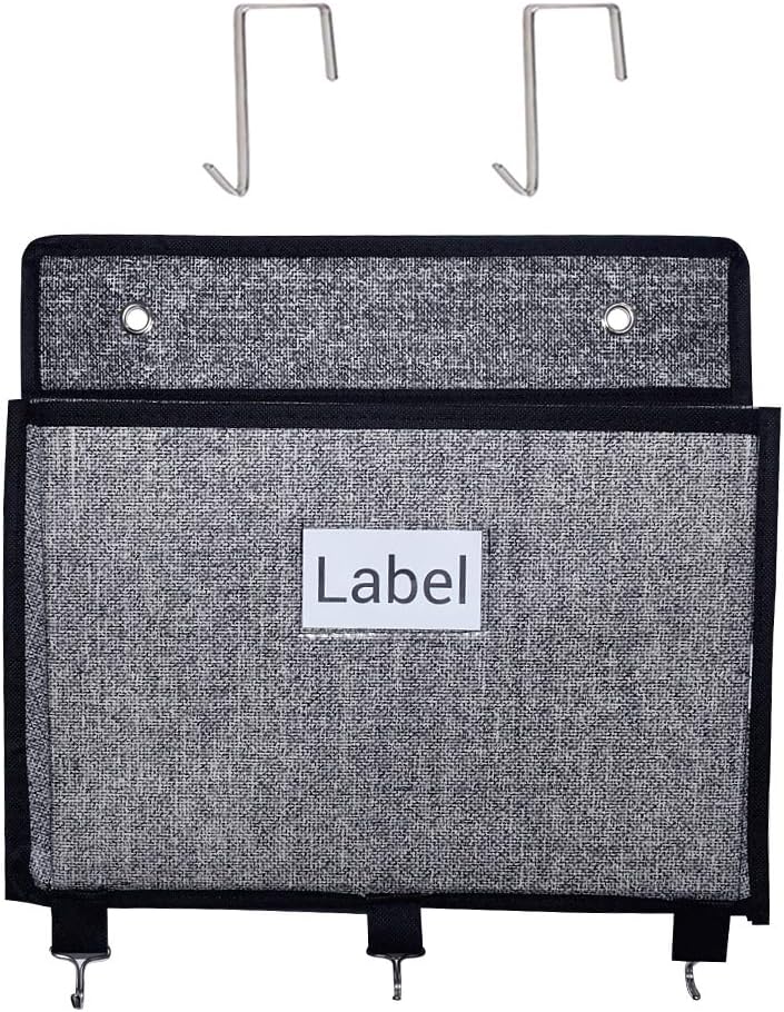 homyfort Over the Door File Organizer, Wall Hanging File Folders with 5 Large Pocket for Mails, Magazines, Back to School Supplies,Office Chart Storage, Paper Organization (Grey)