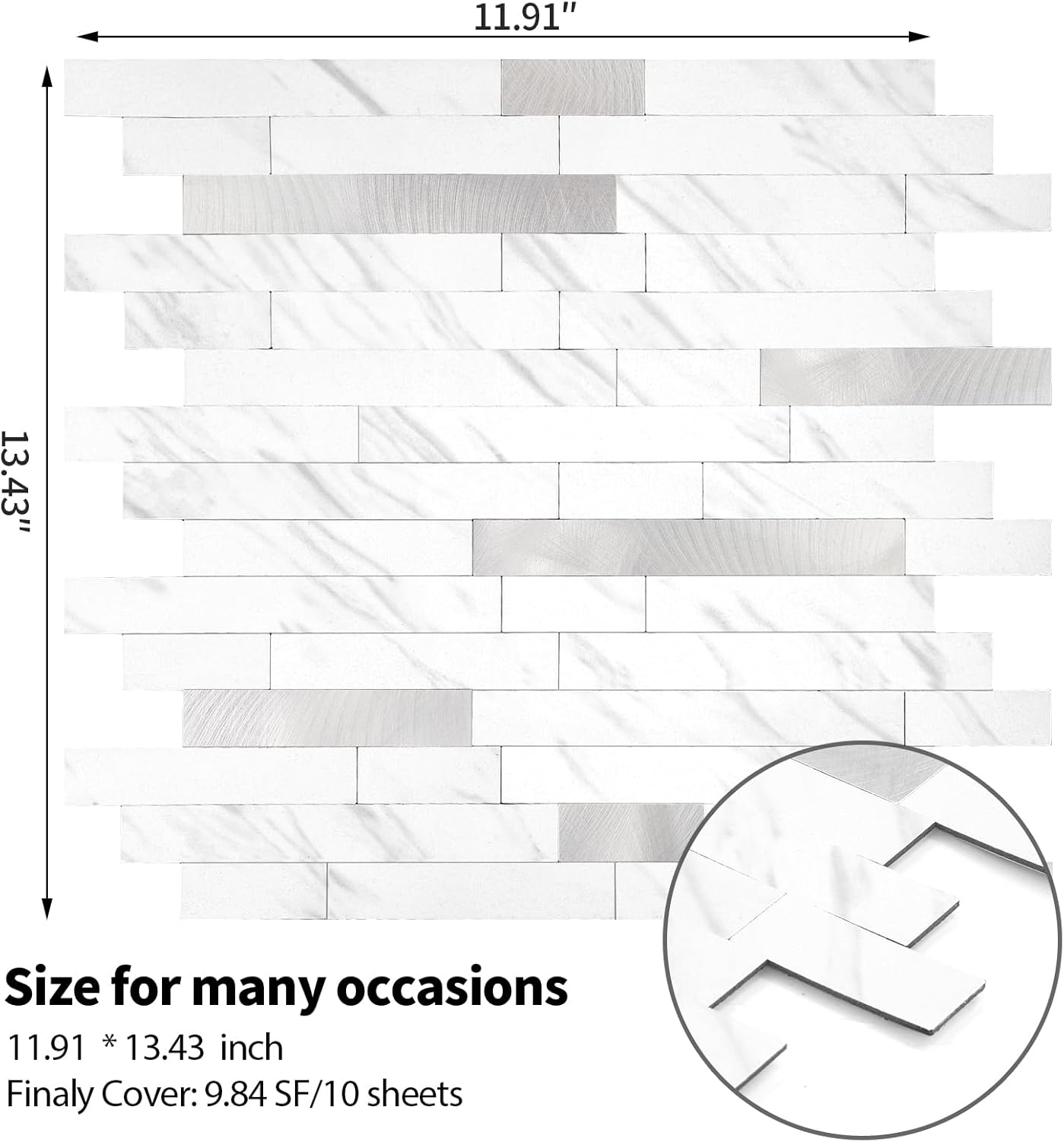 Yipscazo 2026 New Upgrade 11.34" X 11.57" Peel and Stick Backsplash, Stick on Backsplash Tiles for Kitchen, Bathroom, Fireplace (10 Sheets, Beige Rocks + Rose Gold)
