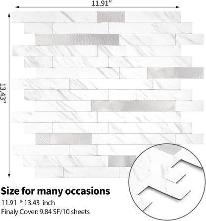 Yipscazo 2026 New Upgrade 11.34" X 11.57" Peel and Stick Backsplash, Stick on Backsplash Tiles for Kitchen, Bathroom, Fireplace (10 Sheets, Beige Rocks + Rose Gold)