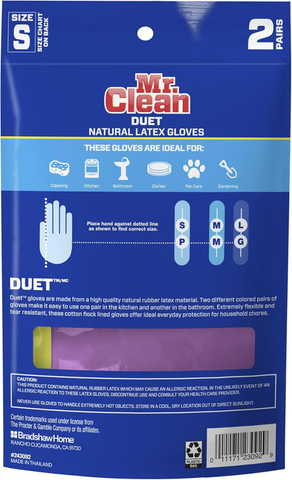 Mr. Clean Bliss Cleaning Gloves Premium Reusable Vinyl Latex-Free Gloves with Non-Slip Grip, Large