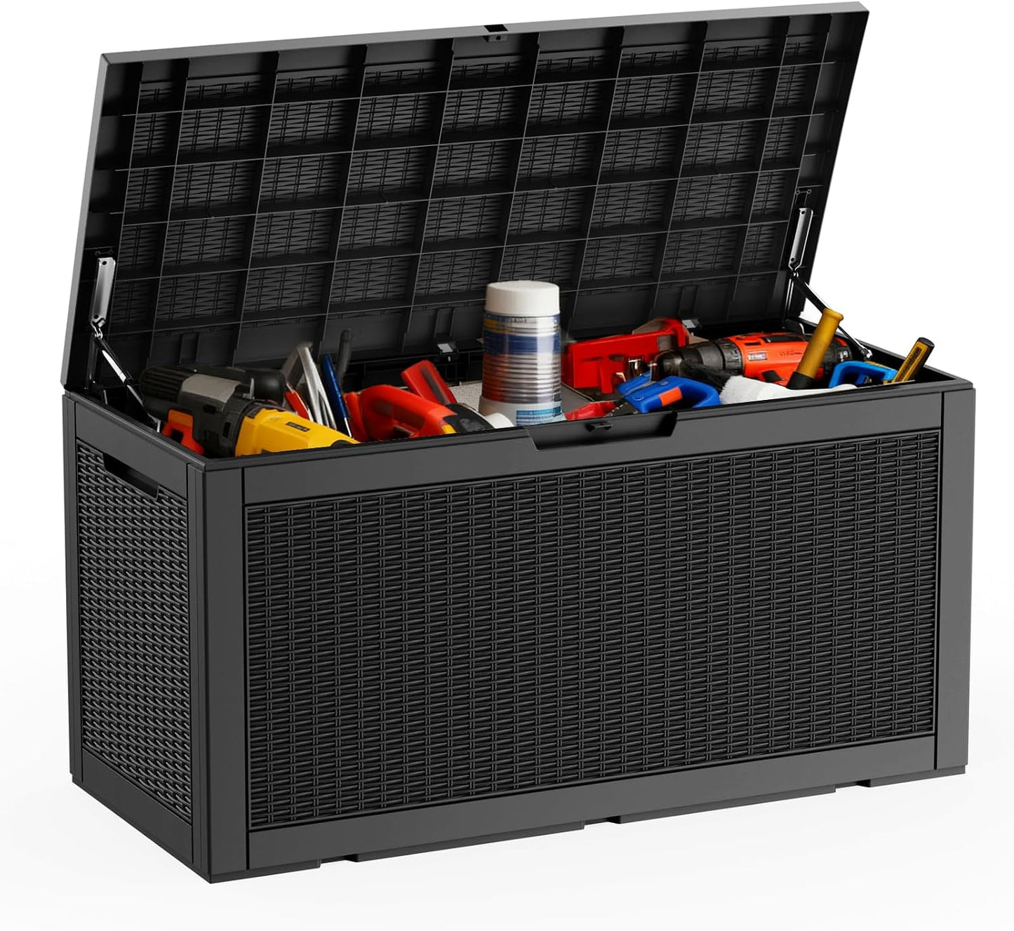 DRATO 180 Gallon Outdoor Storage Box, Large Waterproof Deck Box, Lockable Resin Storage Container with Reinforced Support for Patio Cushions, Garden Tools, UV-Resistant Outdoor Chest（Black，180 Gallon）