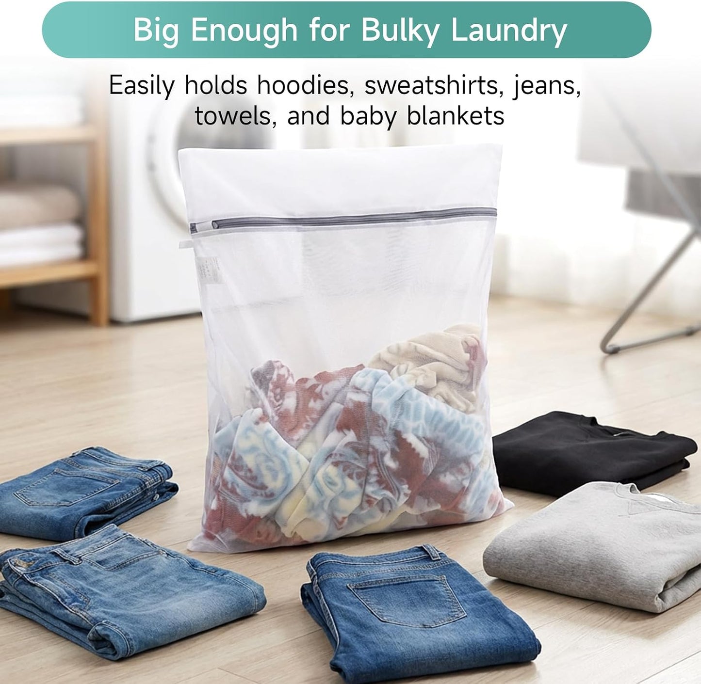GOGOODA 2 Pack Extra Large Mesh Laundry Bag 43 x 35 in – XXXXL Washing Bag | Jumbo for Bedding, Blankets, Clothes, Pet Items, Travel & Storage – Washer Protector Bag for Washing Machine