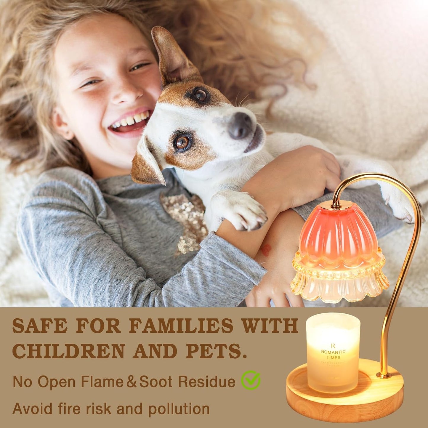 Funistree Flower Candle Warmer Lamp with Timer, Dimmable Candle Lamp Warmer, Christmas Birthday Gifts for Women Mom Her, Housewarming Home Decor, Lotus Wax Warmer for Yankee Candles - Lily Amber