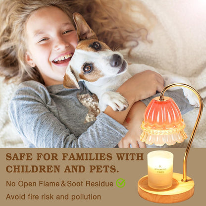 Funistree Flower Candle Warmer Lamp with Timer, Dimmable Candle Lamp Warmer, Christmas Birthday Gifts for Women Mom Her, Housewarming Home Decor, Lotus Wax Warmer for Yankee Candles - Lily Amber
