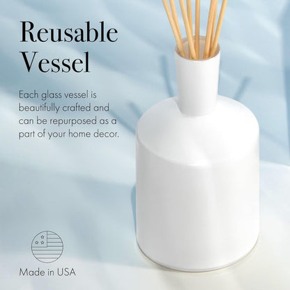 LAFCO New York Classic Reed Diffuser, Sea & Dune - 6 oz - Up to 3 Months Fragrance Life - Reusable Glass Vessel - Natural Wood Reeds - Made in The USA