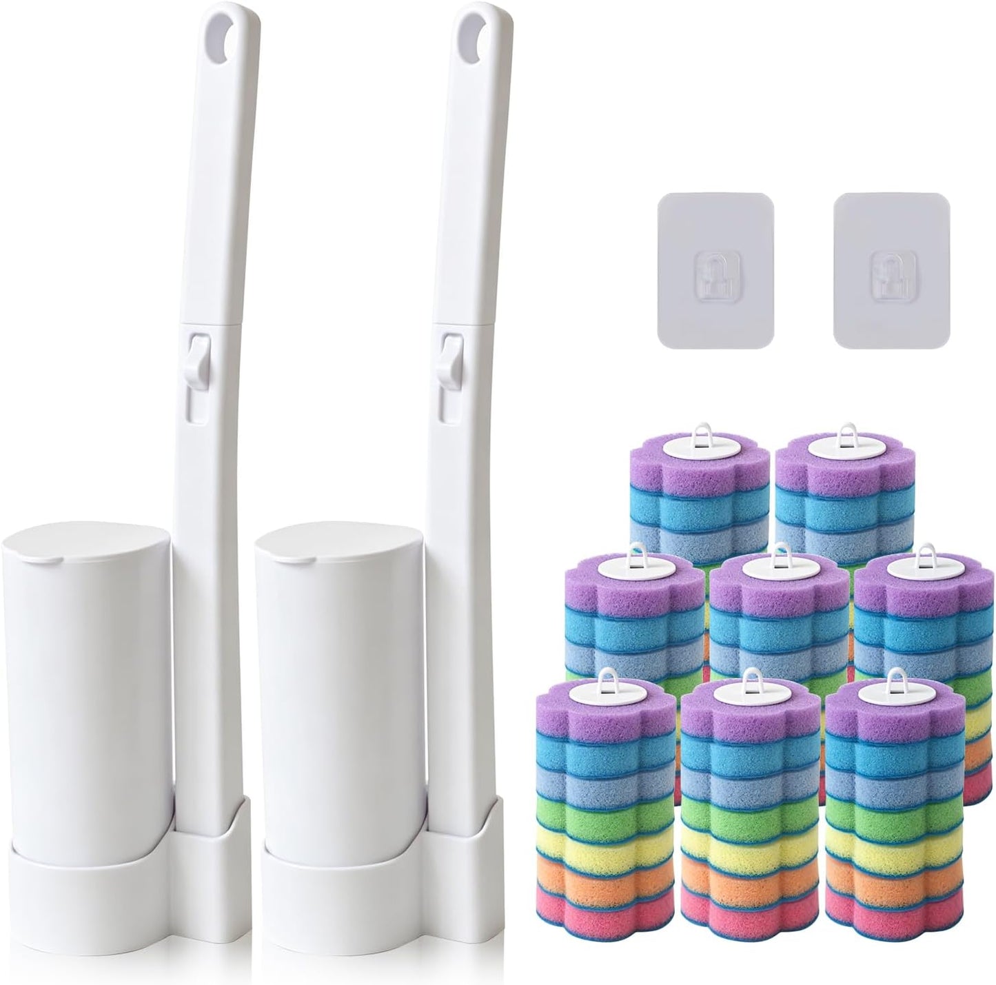 Disposable Toilet Brush with 48 Refills,Toilet Cleaning Supplies,Toilet Wand Brush Starter Kit,Wall Mounted Toilet Bowl Cleaner Brush with Holder for Bathroom Deep Cleaning & Hygiene (White)