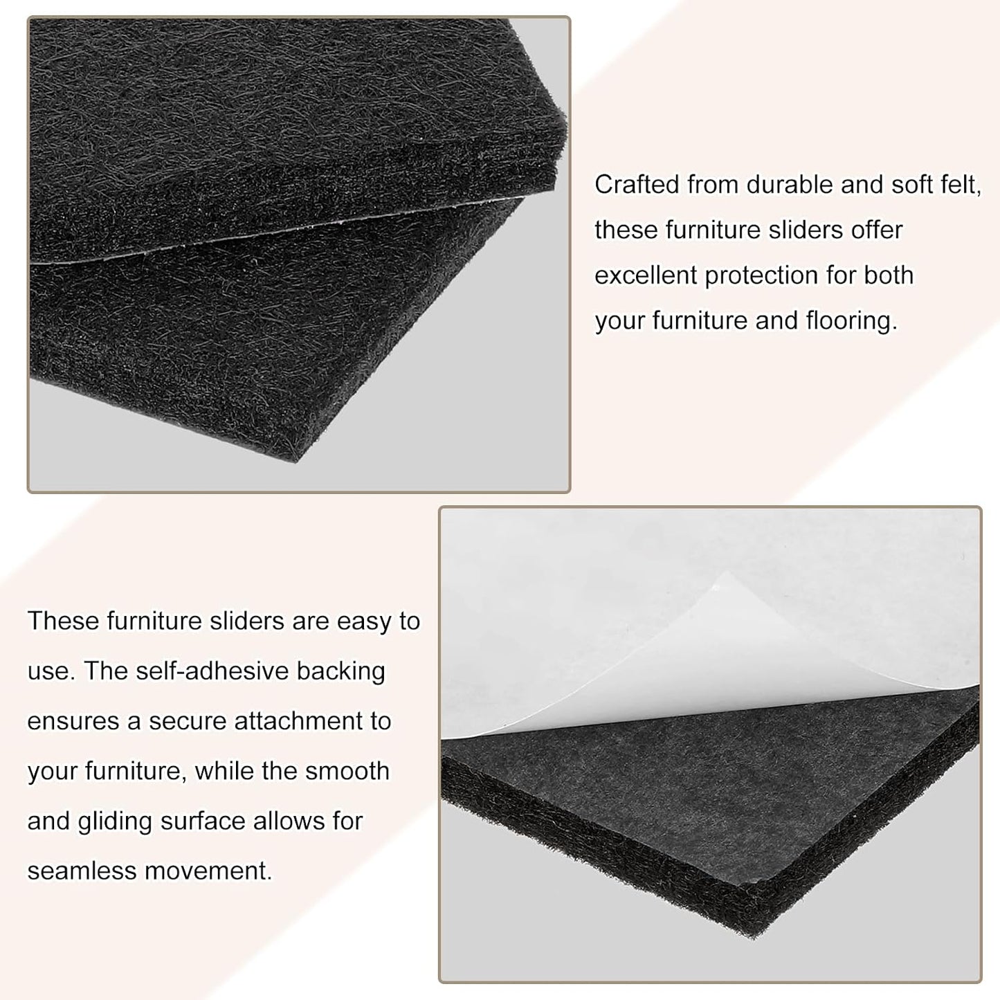 uxcell Furniture Pads, 16Pcs 2.5" - Square Self Adhesive Felt Furniture Pads, Floor Protectors for Furniture Feet Chairs Legs Hardwood Floors (Brown)