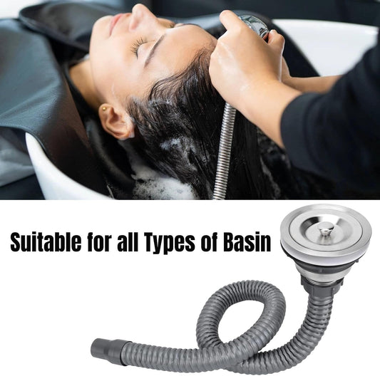 Drain Plug Basket Strainer Stainless Steel Sink Plug Kit, Hair Salon Shampoo Basin Drain Plug kit, Fast Drainage Sink Plug with Hair Catcher Accessories for Shampoo Bed, kitchen, Sturdy and Durable