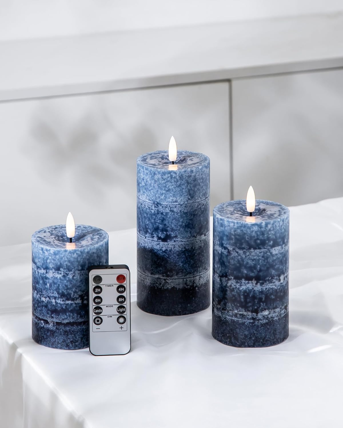 Stmarry White Flameless Candles with Remote and Timer, Real Wax Made LED Pillar Candles Battery Operated with 3D Flickering Flame - 3" x 4",5",6" - Set of 3