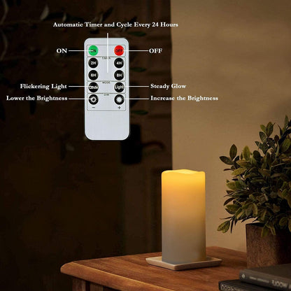 Homemory 6" 8" 10" x 4" Waterproof Outdoor Flameless Candles, Battery Operated Flickering LED Pillar Candles with Remote and Timers for Indoor, Plastic, Ivory White