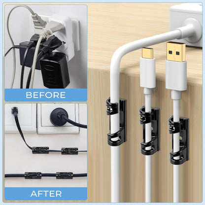 VIPMOON 70Pcs Self Adhesive Bendable Cable Clips, Screw Mountable Wire Organizer, Wire Management Clips for Car Desk Home Office TV PC Ethernet Cables, Fits 5-7mm Diameter Cables, Black