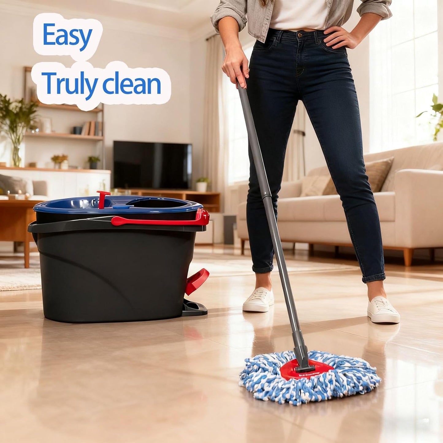 7-Pack Mop Replace Heads Compatible for O Ceda, Spin Mop Refill Head Replacement for RinseClean 2-Tank System - Fluffy Microfiber, Machine Washable and Easy to Replace