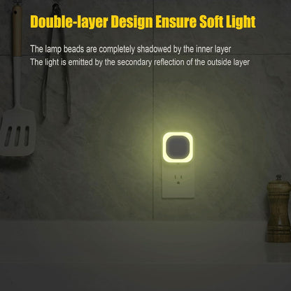 YUNLEX 2 Pack Red Night Light with Dusk to Dawn Sensor, Eye-Care Reflected Glow, 0% Blue Light True Red LED, 3-Level Brightness, Auto On/Off, Plug-in Nightlight for Sleep, Kids, Bedroom, Bathroom
