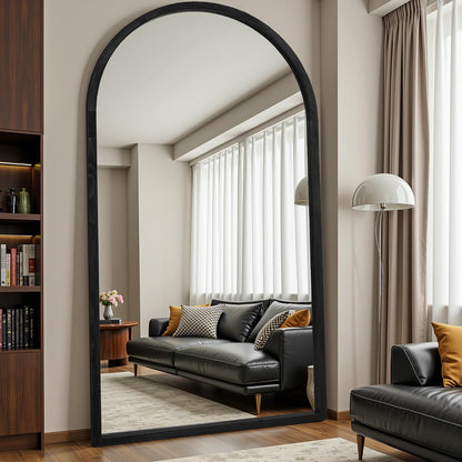 Suidia Full Length Mirror, Oversized Floor Mirror with Solid Wood Frame, Large Standing Mirror for Bedroom Living Room, Wood Art Style, Dark Walnut, 74" L x 32" W