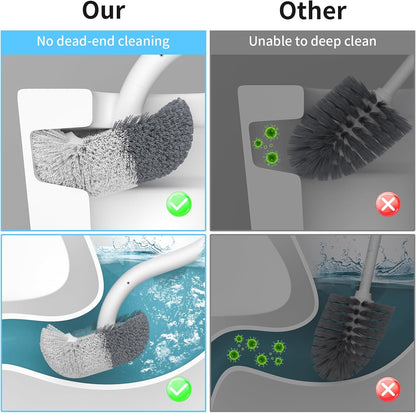 Marbarsse Bathroom Toilet Bowl Brush and Holder, Curved Design Toilet Brush for Deep Cleaning Under Rim, Best Toilet Brush Set, Easy Handy CompactToilet BowlCleaner Brush for Bathroom, 1 Pack