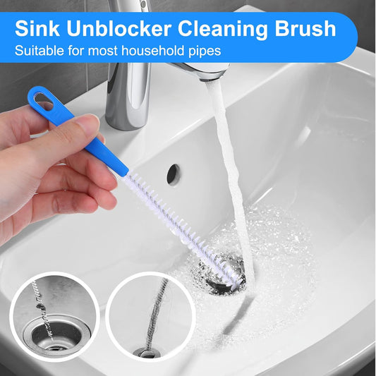 JIEYAO 2 Pack Flexible Drain Cleaning Tools, 23.6inch Bendable Long Drain Brush with Nylon Bristles Rust-Resistant Sink Unblocker Tool for Toilet Kitchen Shower Sewer Tub Hair Clogs