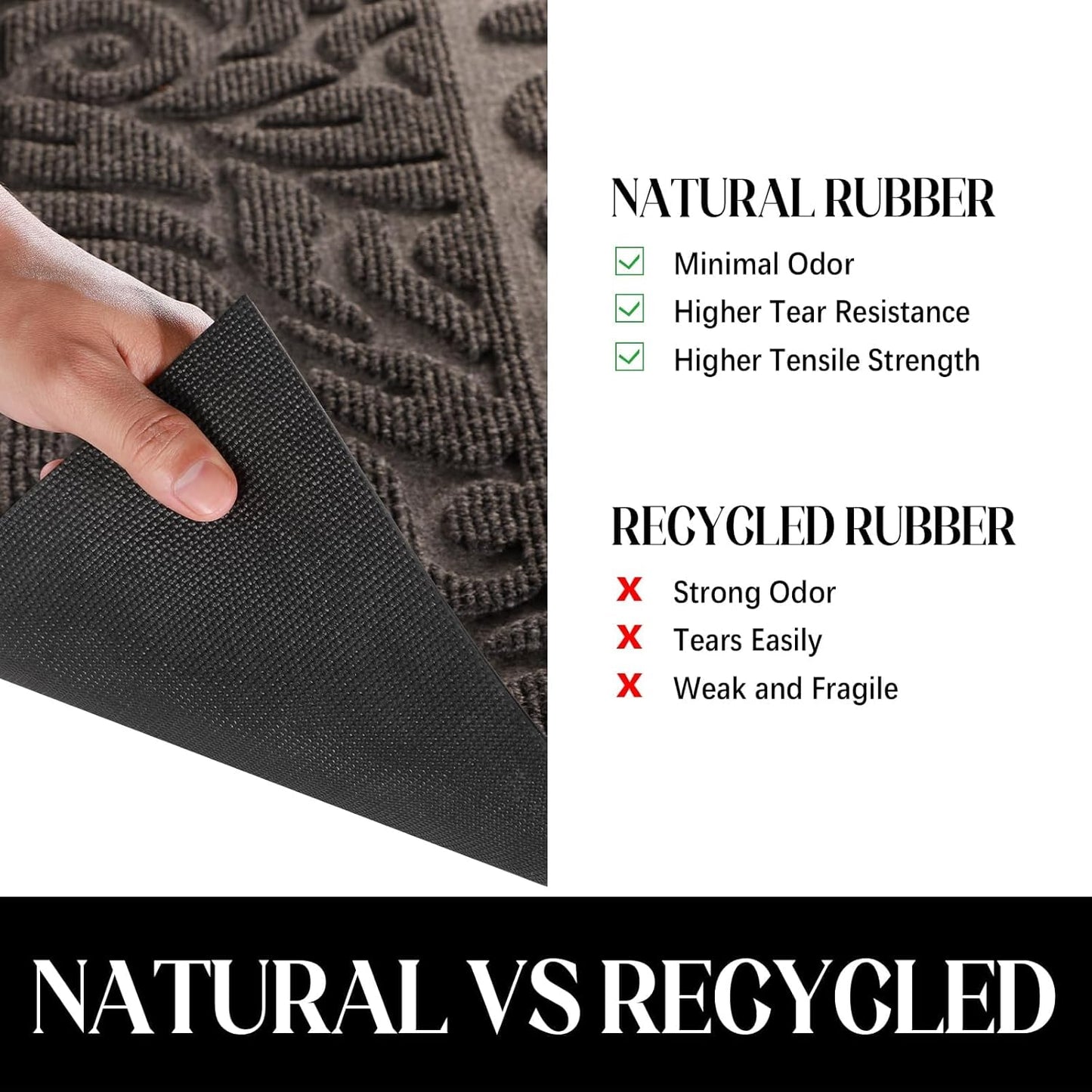 Yimobra Welcome Mat Outdoor 29.5x17, Waterproof Non-Slip Outdoor Mats for Front Door Outside Entrance, Low-Profile Entryway Mat Indoor for Garage Patio, Black