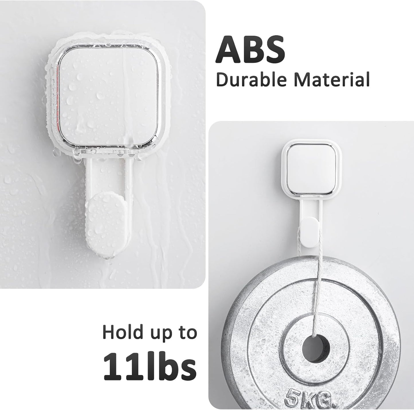 LEVERLOC Razor Holder for Shower 2 Pack, Powerful Suction Cup Shower Hooks for Towel, Loofah, Razor, Squeegee, Damage-Free Wall Hooks, Shaver Holder for Bathroom, Easy to Install and Reuse, White