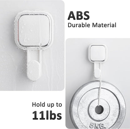 LEVERLOC Razor Holder for Shower 2 Pack, Powerful Suction Cup Shower Hooks for Towel, Loofah, Razor, Squeegee, Damage-Free Wall Hooks, Shaver Holder for Bathroom, Easy to Install and Reuse, White