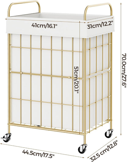 2 Section Laundry Hamper with Wheels and Brake, 100L Laundry Sorter Cart with 2 Removable Liner Bags, Metal Handle, Rolling Laundry Basket for Bedroom Laundry Room
