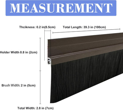 39 inch Door Sweep for Exterior Doors with 2 inch PP Soft Brush, Aluminum Dustproof Bottom of Door Weatherstrip (3)