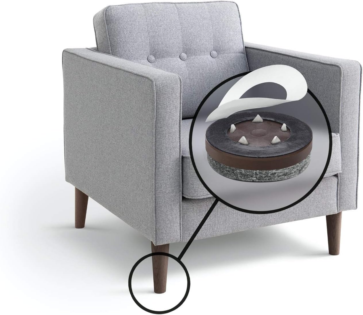 GorillaFelt Chair Leg Floor Protectors/Felt Chair Glides (Set of 16) Tap-On Felt Furniture Pads Guaranteed to Stay On, 1 Inch Round Chair Sliders