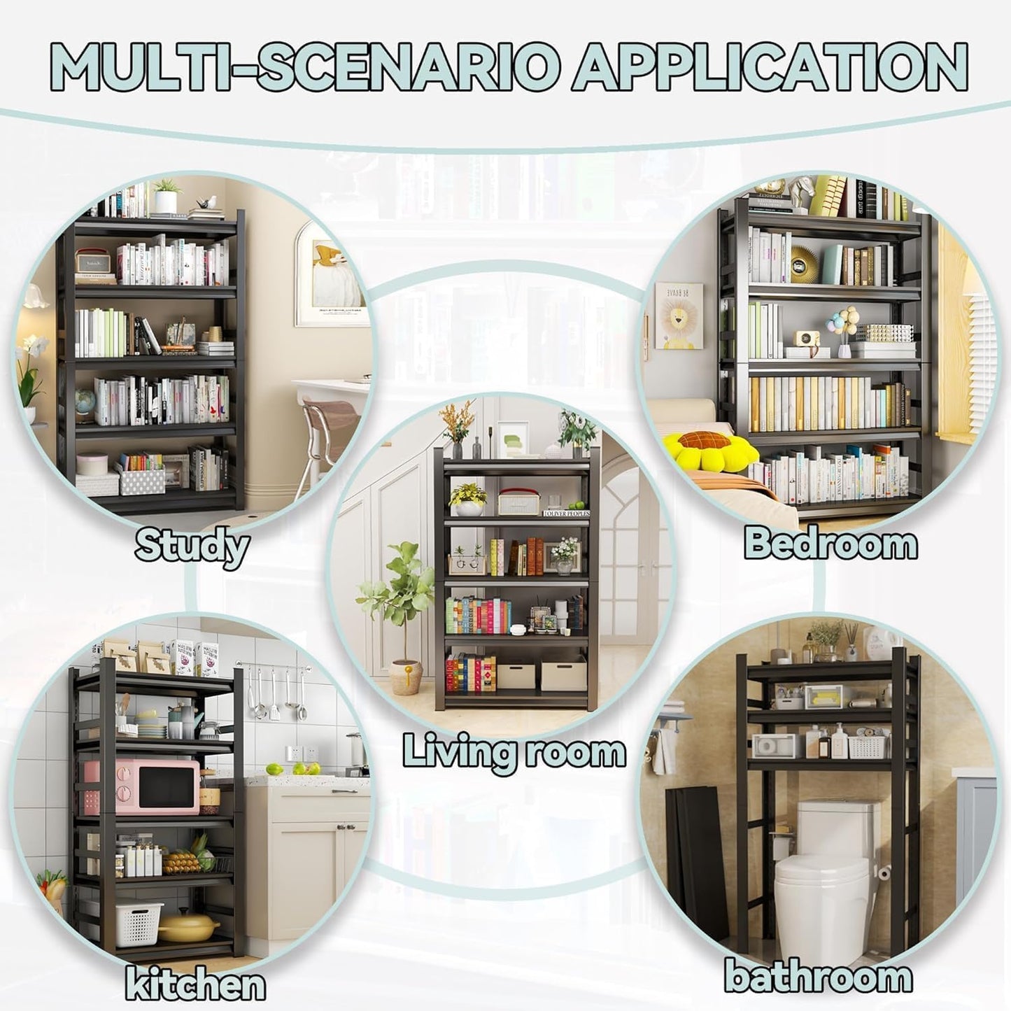 Over Washer and Dryer Shelves, Laundry Room Shelves Adjustable Metal Heavy Duty Freestanding Storage Shelves, Washing Machine Rack for Organization and Storage, Black (Black, 63''H*35.43''W*11.81''D)