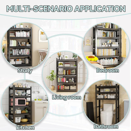 Over Washer and Dryer Shelves, Laundry Room Shelves Adjustable Metal Heavy Duty Freestanding Storage Shelves, Washing Machine Rack for Organization and Storage, Black (Black, 63''H*35.43''W*11.81''D)