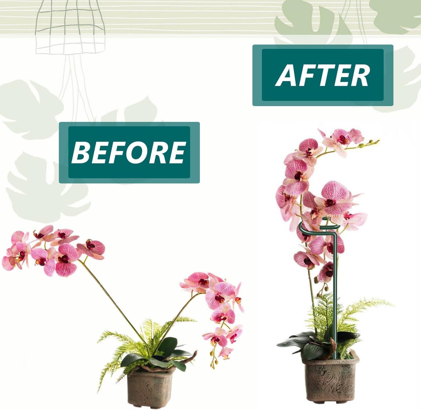 MAFONE 12 Pack 16inch Metal Plant Support Stakes for Tomato Orchid Lily | Plant Stick for Garden Single Stem Flower Support Stake with 20pcs Clips and Plant Ties