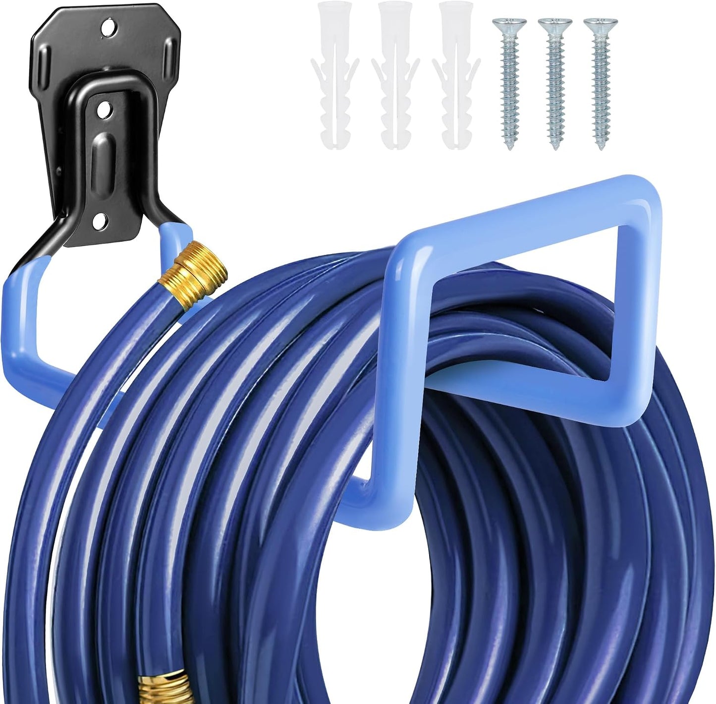 PeoMev 2pcs Heavy Duty Hose Hanger Garden Hose Storage Black Water Hose Holders for Outside Wall Mount Garden Hose Reel Hose Stand