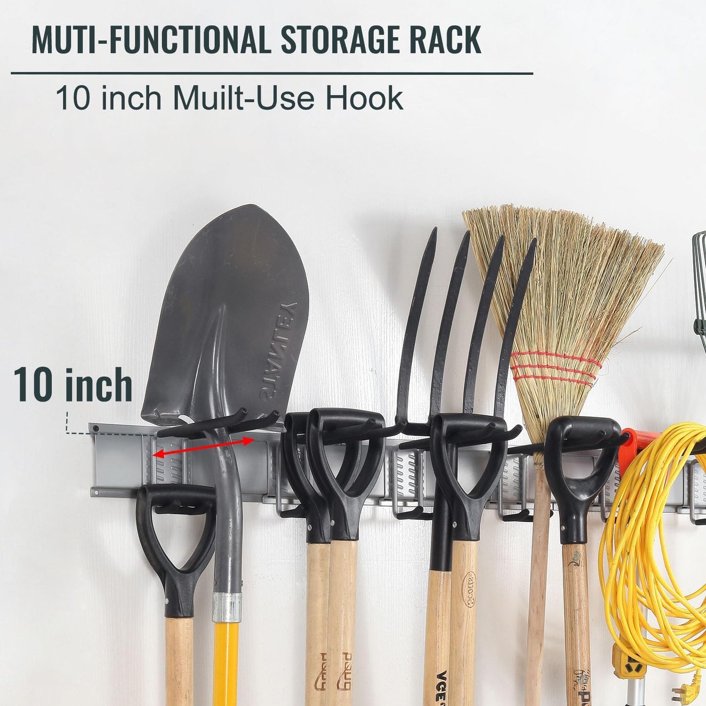 Aking Ace Garage Tool Organizer Wall Mount, 48-Inch Heavy Duty Garden Tool Rack for Shed, Holds 350lbs, Adjustable Storage Hanger for Shovel, Rake, and Power Tools