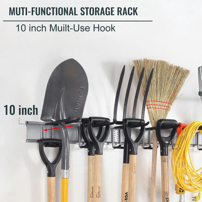 Aking Ace Garage Tool Organizer Wall Mount, 48-Inch Heavy Duty Garden Tool Rack for Shed, Holds 350lbs, Adjustable Storage Hanger for Shovel, Rake, and Power Tools