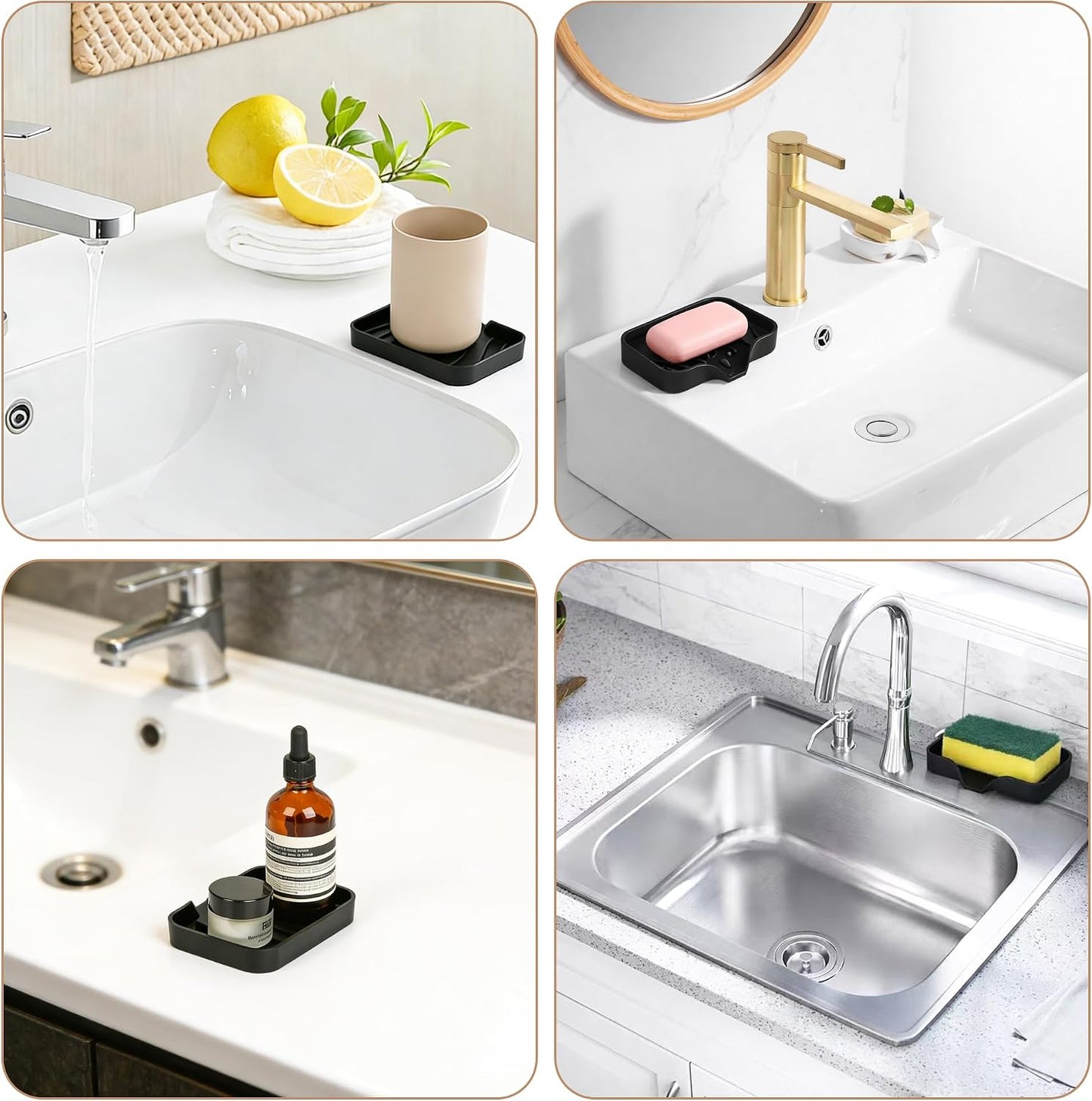 2-Pack Self-Draining Silicone Soap Dish - Anti-Slip Bar Soap Holder for Shower, Bathroom & Kitchen