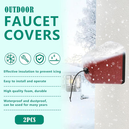 2 Pack Outdoor Faucet Covers for Winter, Heavy Duty Faucet Spigot Covers Winter Insulated, Reusable Outdoor Faucet Covers Hose Bib Covers for Winter Freeze Protection (Red)