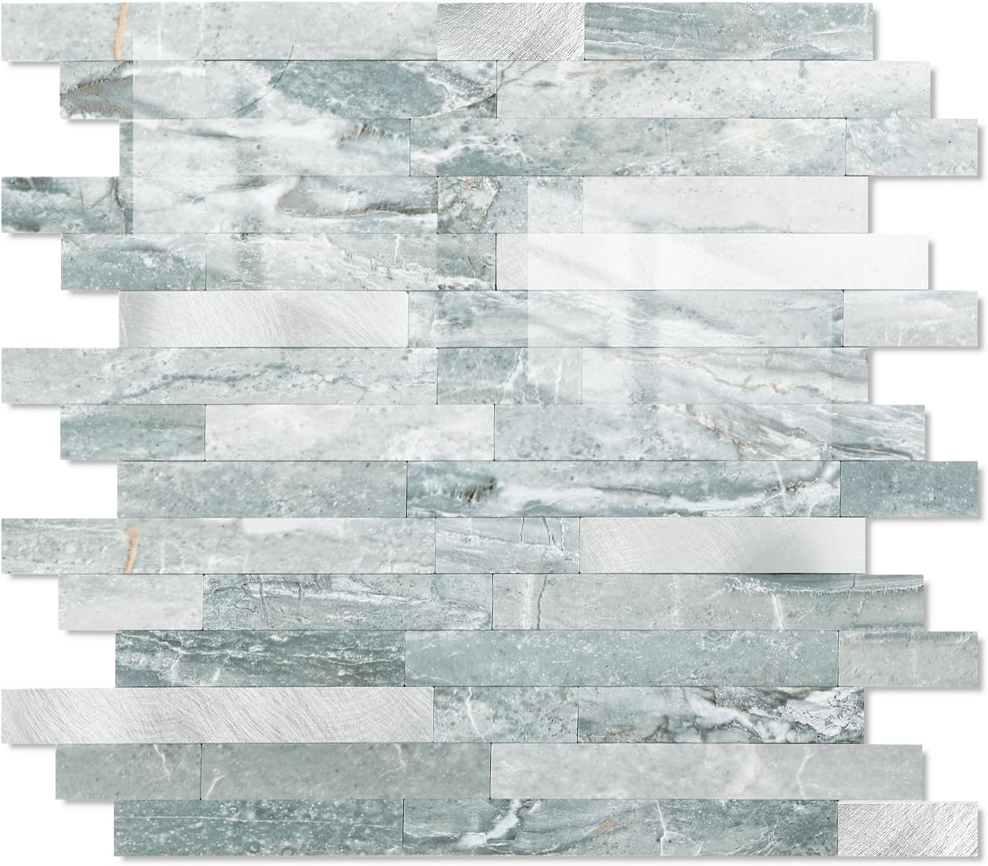 Yipscazo 2026 New Upgrade 11.34" X 11.57" Peel and Stick Backsplash, Stick on Backsplash Tiles for Kitchen, Bathroom, Fireplace (10 Sheets, Beige Rocks + Rose Gold)