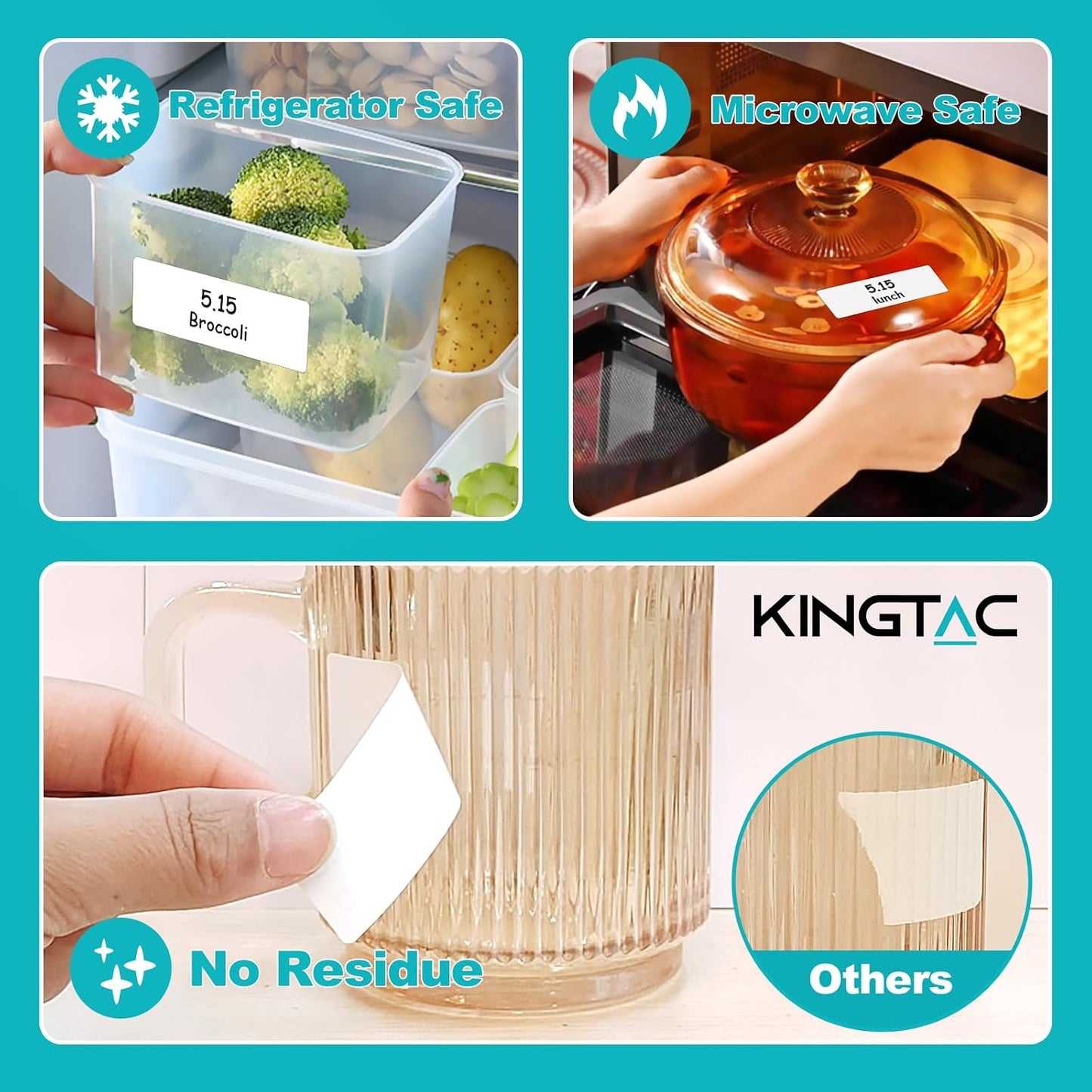 Kingtac 600 Writable Home Moving Stichers - 2' x 3', 20 Color-Coded Home Moving Packing Labels with Fragile, Extra, Heavy Options.Stick to Cardboard Boxes and Plastic Bins, No Extra Tape Needed