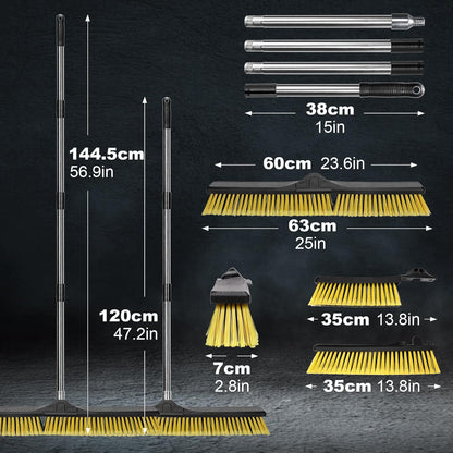 Push Broom Outdoor Heavy Duty,Masthome 24" Push Broom with Stiff Bristles,Heavy Duty Garden Broom,Outdoor Stiff Sweeping Broom for Garage Yard Patio Deck Concrete Wood Stone Floors Scrub and Cleaning