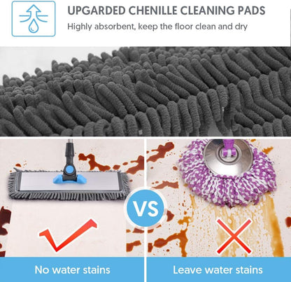 MANGOTIME Microfiber Dust Mop for Hardwood Floors - Dry Floor Cleaning for Wood, Tile, Vinyl, Laminate - Wet Flat Mop With 4 Washable Reusable Pads and Aluminum Head