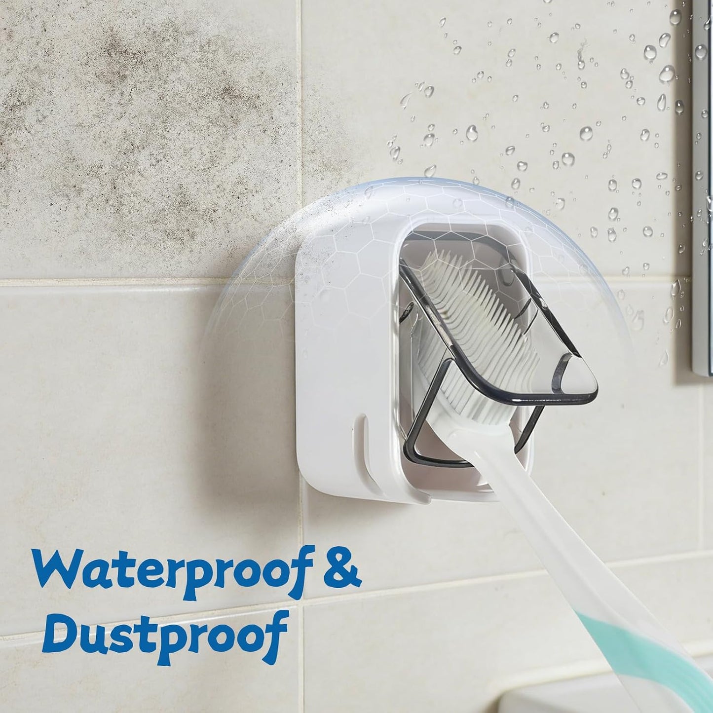 3PCS Toothbrush Holders Wall Mounted, Toothbrush Holders for Bathrooms with Cover, Self-Adhesive, Space-Saving, Waterproof, Quick Drying, Detachable for Easy Cleaning