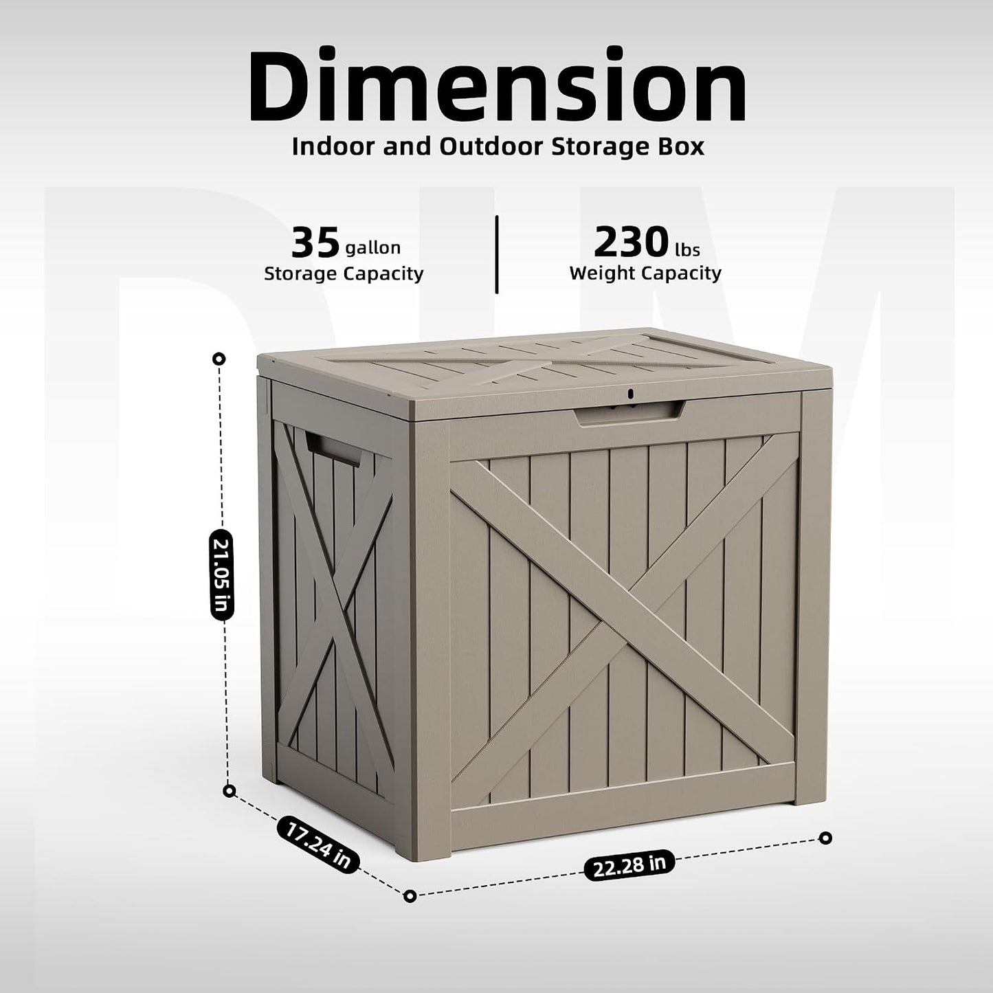 EasyUp 50 Gallon Outdoor Storage Box Waterproof Lockable Deck Boxes | UV Resistant Resin, for Garden Tools Cushions Patio Equipment, 300 lbs Capacity, Portable Design, Easy 16-Min Assembly