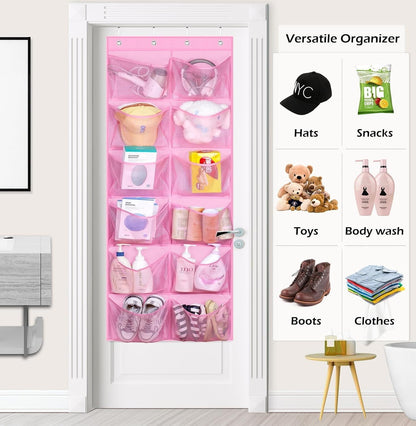 KIMBORA Over The Door Shoe Organizer 12 Large Mesh Pockets Boots Hanging Storage Shoe Rack for Closet White