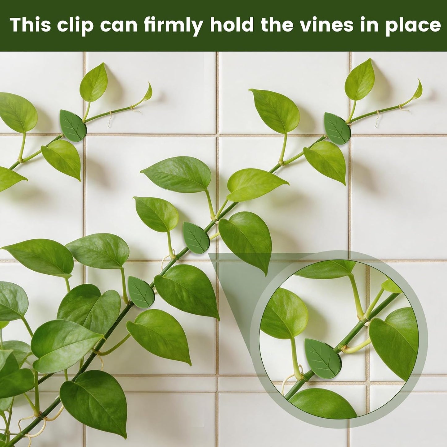 60 Pieces Plant Wall Clips with 72 Pieces Self Adhesive Stickers, Leaf Shaped Invisible Vine Clips for Climbing Plants Indoor Outdoor Decoration Cable Management