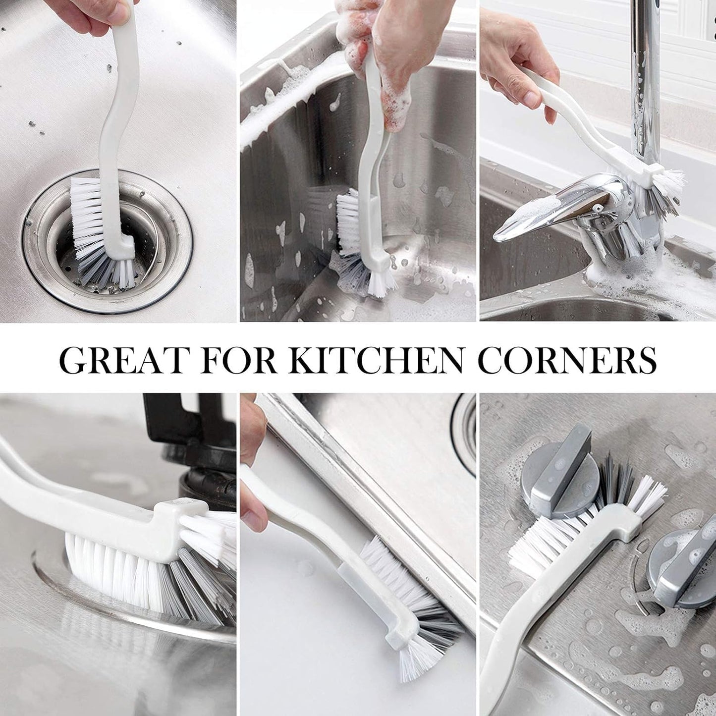 Kitchen Scrub Brush Edge Corner Cleaning Brush Hard Bristle Cleaning Supplies for Kitchen, Bathroom, Corner, Grout, Sink, Cup, Teapot, Bottle, Blender